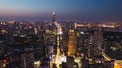8k航拍南京新街口商圈夜景延时视频的预览图